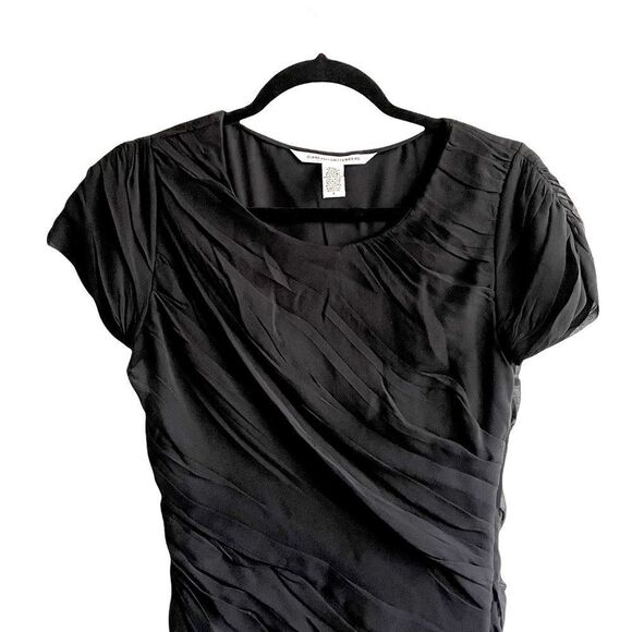 DIANE von FURSTENBERG silk erosa ruched short sleeve mini dress black 4 - Picture 3 of 8